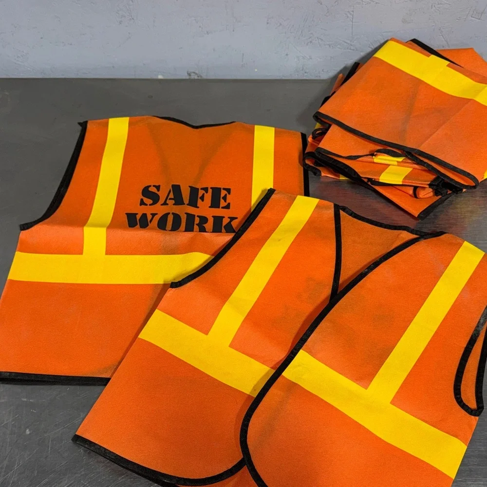 5 Orange Safety Vests Kids with Yellow Stripes